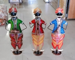 25 Inch - Rajesthani Musician - Decorative Showpiece - Made Of Iron (Set of 3)