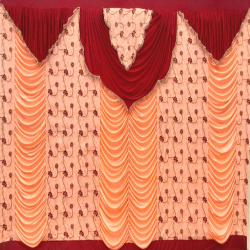 10 ft x 15 ft - Designer Curtain - Parda - Stage Parda - Wedding Curtain - Mandap Parda - Background Curtain - Side Curtain - Made of Bright Lycra - Multi Color - Peach + Maroon - Festoon