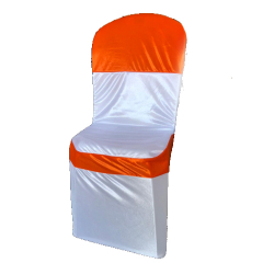 Chandni Chair Cover - White & Orange Colour