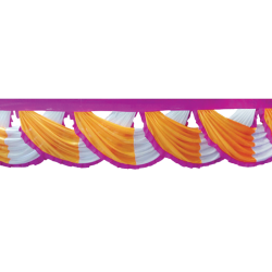 18 FT - Designer Jhalar - Scallop Zalar - Chain Scallop Jhalar - Kantha - Jhalar - Made Of Lycra - Mango Gold & White & Maharani Pink Color
