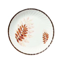 12 Inch Dinner Plates - Deluxe White - Made Of Regular Plastic Material - Leher Round Shape - Printed Plate
