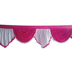 15 FT - Designer Zalar - Scallop Zalar - Kantha - Jhalar - Made of Lycra - Maharani Pink & White Colour