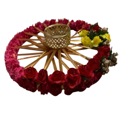 Round Ring Flower Diya - 6 Inch - Made of Iron