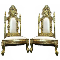 Vidhi-Mandap Chair -1 Pair (2 Chairs) - Made of Wood & Brass Coating