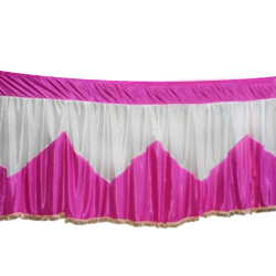 15 FT - Table Cover Frill - Counter Jhalar - Made Of Brite Lycra - Pink & White Color