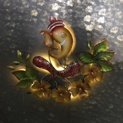 52 Inch - Tanpura Ganesh - Wall Decor - With LED Light - Made Of Metal