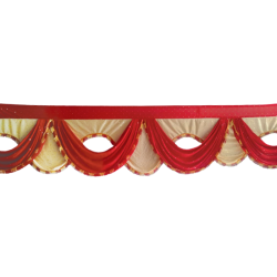15 FT - Designer Zalar - Scallop Zalar - Kantha - Jhalar - Made of Lycra - Red & Chandan Colour