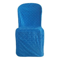 Emboss Velvet Cloth Chair Cover - Without Handle - For Plastic Chair - Armless - Firozi Blue Color