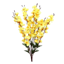 Yellow Color - Plastic Artificial Flower - Artificial Cherry Blossom - Flower Bouch - Flower Stick - Made of Plastic - Size (2 FT)
