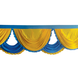15 FT - Designer Zalar - Scallop Zalar - Kantha - Jhalar - Made of Lycra - Yellow & Firozi Blue Colour
