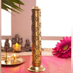 10 Inch - Metal Agarbatti Stand With Dhoop Holder Brass Incense Holder - Golden Color