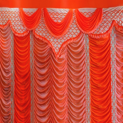 10 Ft X 18 Ft - Designer Curtain - Parda - Stage Parda - Wedding Curtain - Mandap Parda - Background Curtain - Side Curtain - Made Of Bright Lycra - Multi Color - Peach + Catonic Orange - Festoon