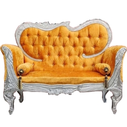 Turmeric Color - Heavy Premium Metal Jaipur Couches - Sofa - Wedding Sofa - Wedding Couches - Made Of High Quality Metal & Wooden