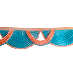18 FT - Designer Jhalar - Scallop Jhalar - Kantha - Jhalar - Made Of Lycra - Peach & Firozi Blue Color