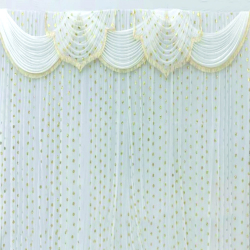 10 ft x 15 ft - Designer Curtain - Parda - Stage Parda - Wedding Curtain - Mandap Parda - Background Curtain - Side Curtain - Made of Galaxy cloth - White + Gold - Festoon
