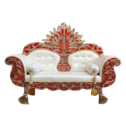 White & Red Color - Heavy Premium Metal Jaipur Couches - Sofa - Wedding Sofa - Wedding Couches - Made Of High Quality Metal & Wooden