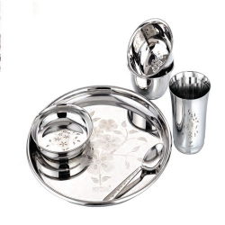 Dinner Set - Mintage Creastia Laser Dinner set - Made Of Stainless Steel Material - Dinner Set Of 16 Pieces