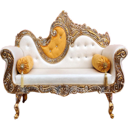 White & Yellow Color - Heavy - Premium - Couches - Sofa - Wedding Sofa - Maharaja Sofa - Wedding Couches - Made Of Wooden & Metal