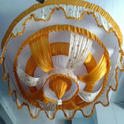 15 ft x 15 ft - Designer Mandap Ceiling Cloth -Shamiyana Ceiling - Taiwan Top - 26 Gauge Bright Lycra Cloth - Sona Gold + White + Embroidered Lycra