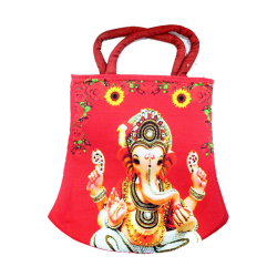 Ganeshji Print Bag - 6 Inch X 6 Inch - Made of Velvet