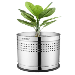 Mintage Cylindrical Planter - 15 Inch X 15 Inch - Made of Stainless Steel