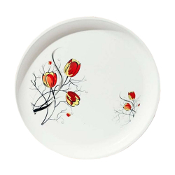 11.50 Inch - Dinner Plates - Made Of Food-Grade Regular Plastic Material - Round Shape - Printed Plate