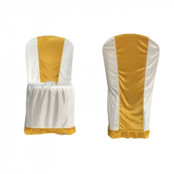 Lycra Cloth Chair Cover Without Handle - For Plastic Chair - Armless - Yellow & White Color