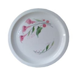 13 Inch - Dinner Plates With Printed Design - Made Of Food Grade Virgin Plastic Unbreakable - White Color
