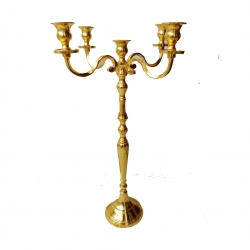 24 Inch - 5 Arm Blooming Candle Holder - Table Top Candle Stand - Candelabra - Candlestick - Golden