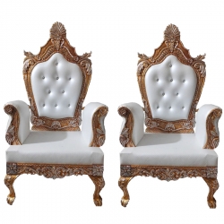 White Color - Heavy Metal Premium Jaipur Varmala Chair - Wedding Chair - Made of High Quality Metal & Wooden - 1 Pair ( 2 Chair )
