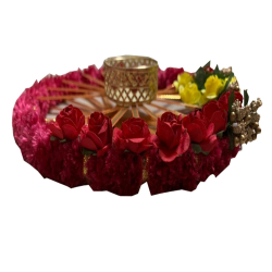 Round Ring Flower Diya - 6 Inch - Made of Iron