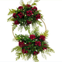 26 Inch  X 26 Inch - Hanging Frame Ring - Artificial Flower With Frame - For Indoor & Out Door Decoration - Multi Color