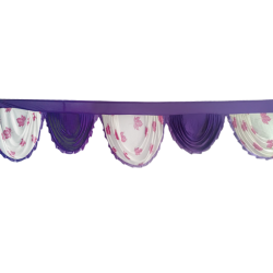 15 FT - Designer Zalar - Scallop Zalar - Kantha - Jhalar - Made of Lycra - Purple  & White Colour