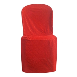 Emboss Velvet Cloth Chair Cover - Without Handle - For Plastic Chair - Armless - Red Color