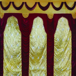 10 ft x 15 ft - Designer Curtain - Parda - Stage Parda - Wedding Curtain - Mandap Parda - Background Curtain - Side Curtain - Made of Velvet - Multi Color - Sona Gold + Maroon - Festoon