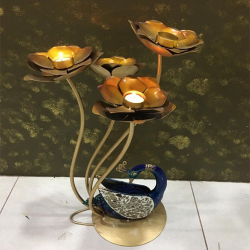 24 Inch - Peacock Candle Table - Top - Decorative Product - Made Of Metal