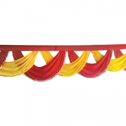 24 FT - Designer Zalar - Scallop Zalar - Chain Scallop Zalar - Kantha - Jhalar - Made of Lycra - Red & Yellow Colour