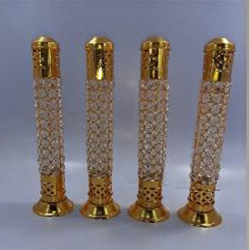 12 Inch - Metal Agarbatti Stand With Dhoop Holder - 5 Stick Hold - Brass Incense Holder - Golden Color