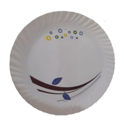 13 Inch - Bonchina Dinner Plates - Made Of Food-Grade Virgin Plastic Material - Round Shape - White Printed Plate