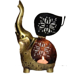 9 Inch - Elephant Design - Tea Light Candle Holders - Tea Light Holder - Golden Color