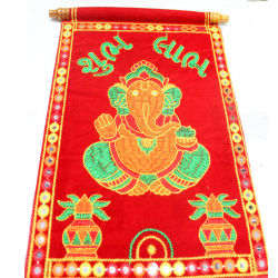 Ganeshji Wall Hanging -10 Inch X 7 Inch - Made of Velvet