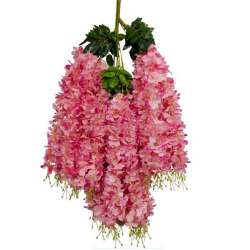 Height - 42 Inch - Hydrengea Wisteriya - Latkan - Flower Decoration - Artificial Latkan - Plastic Latkan - AF - 406 - Cherry Color - 1 Packet ( 12 Pieces )