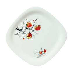 11.50 Inch Dinner Plates - Made Of Food-Grade Regular Plastic Material - Square Shape - Printed Plate