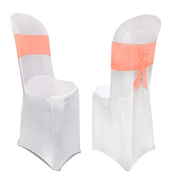 Lycra Cloth Chair Cover Without Handle - For Plastic Chair - Armless - White with Peach Color