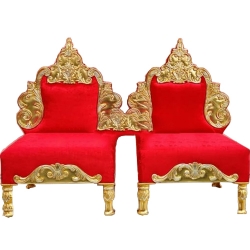 Heavy Metal Premium Jaipuri Chair - Vidhi Mandap Chair - Chair Set - Made Of Metal & Wooden - 1 Pair ( 2 Chair )