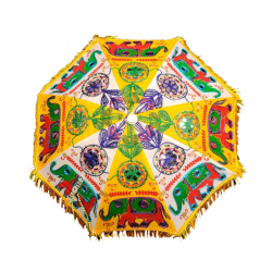 15 Inch - Rajasthani Umbrella Handicraft Walking Stick Umbrella - Multi Color
