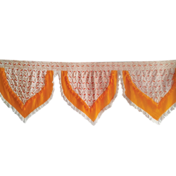 18 FT - Designer Jhalar - Jhalar - Kantha - Jhalar - Made Of Lycra - Orange & White Color With Embroidery
