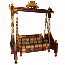 Sankheda Jhula - Wooden Swing - Made of Premium Quality Wood - Brown & Golden Color
