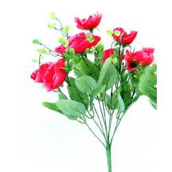 Height 14 Inch - Anemone Bunch X 9 - AF- 268 - Leaf Bunch - Red Color