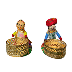 Rajasthani Puppet Set - 2 Inch - Made of Cotton Fabric & Wood